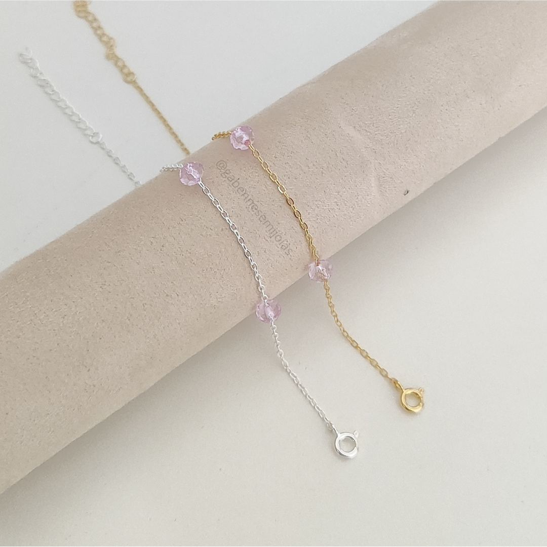 Pulseira c/ 3 Cristais Lilás  Descrição: Não há.