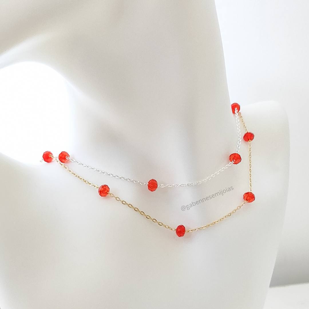 Choker C/ 7 Cristais Vermelho Descrição: Não há.
