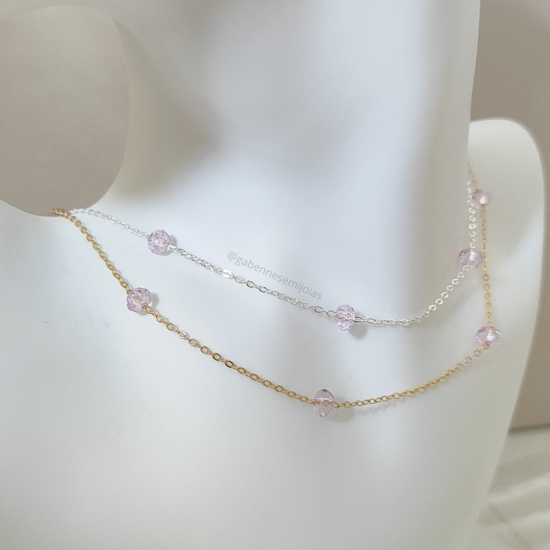 Choker c/ 7 Cristais Lilás  Descrição: Não há.
